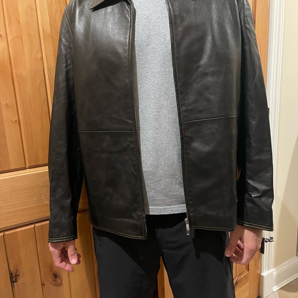 HUGO Men's Dark Brown Leather Jacket